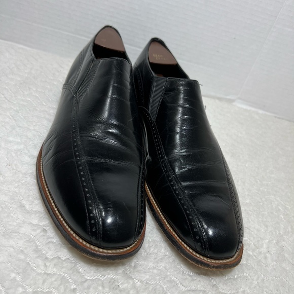 Chaussures De Costume Stacy Adams Black Leather - Taille 11 M, Occasion Comme Neuves